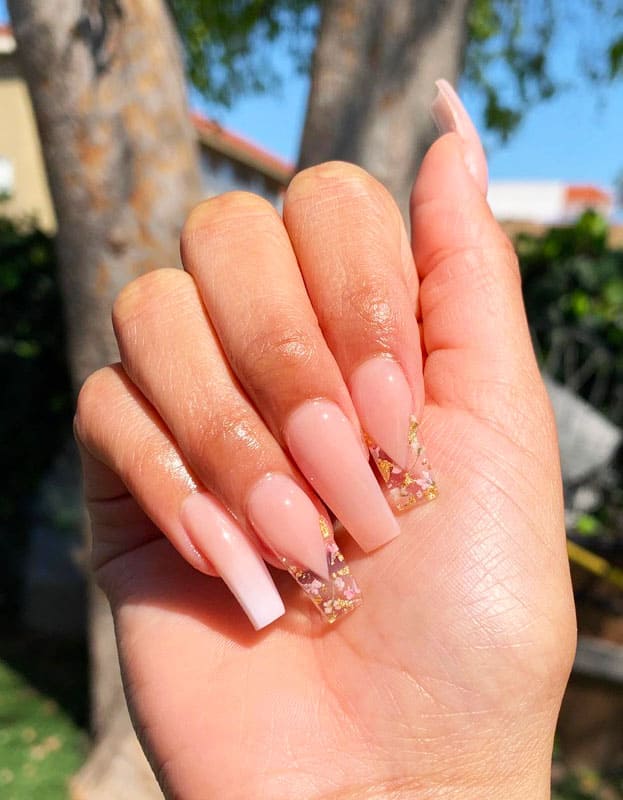 Long nude acrylic nails