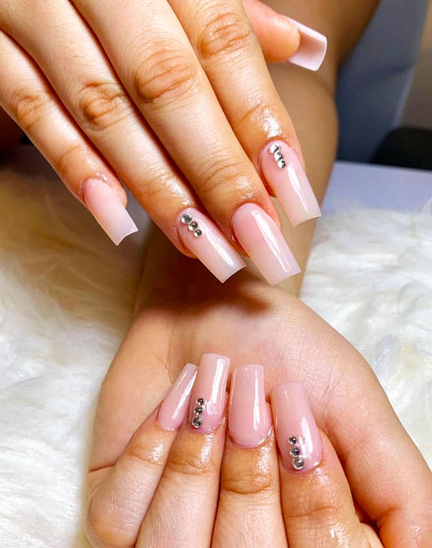 Long nude square nails