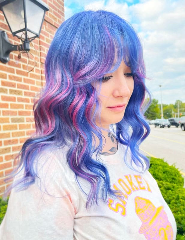 Medium Pink and Blue Periwinkle Ombre Hair