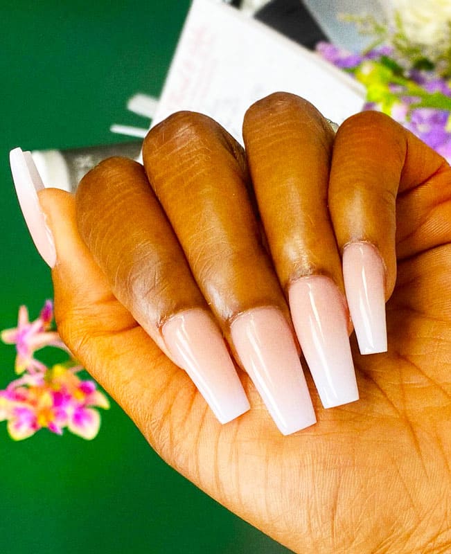 Nude and white ombre nails