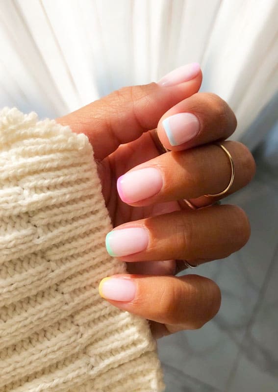 Nude color french tip nails
