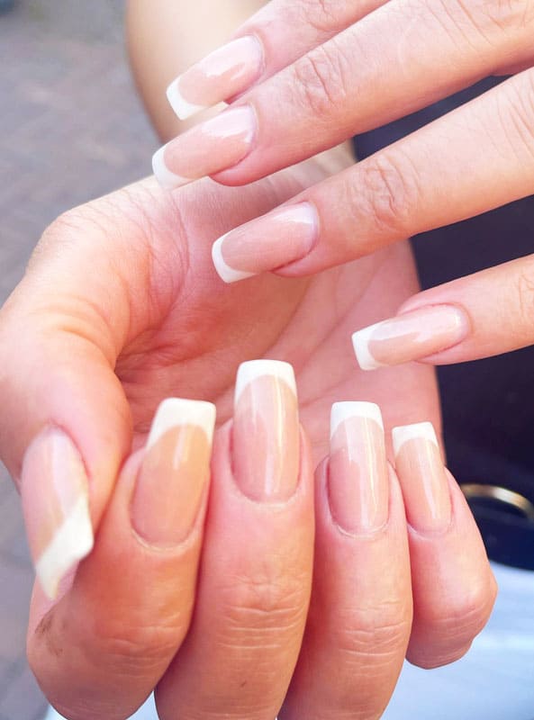 Nude gel french tip nails