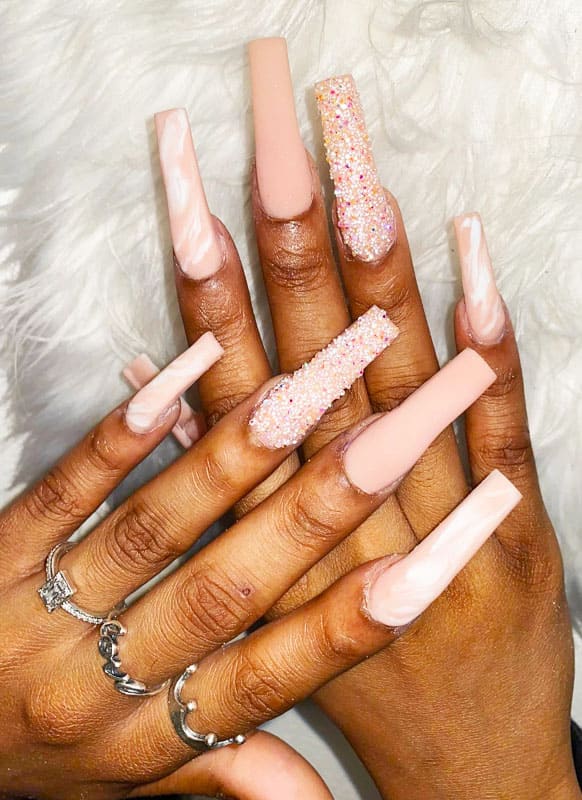 Nude matte coffin nails