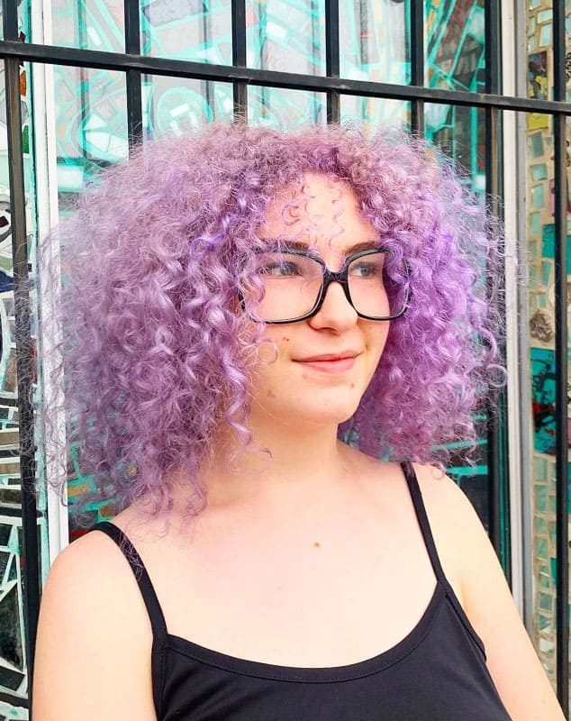 Short Curly Pink Periwinkle Hair