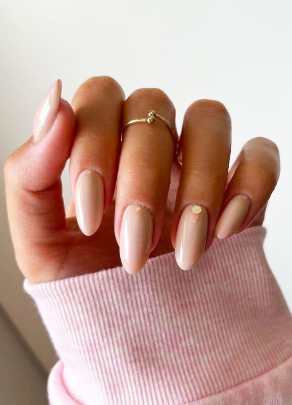 Simple almond nude nails