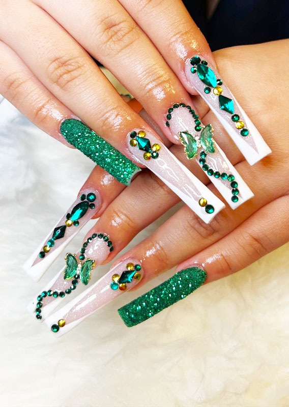 Emerald green nails for spring